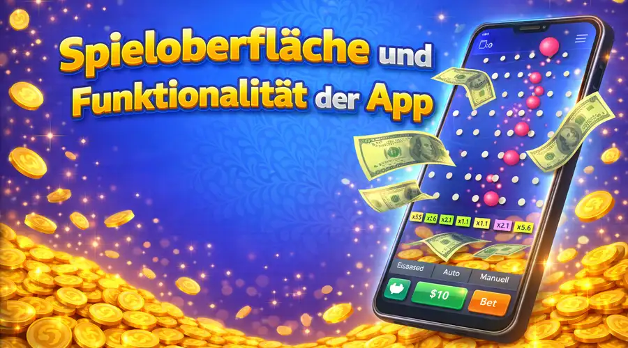 Spieloberfläche und Funktionalität der App